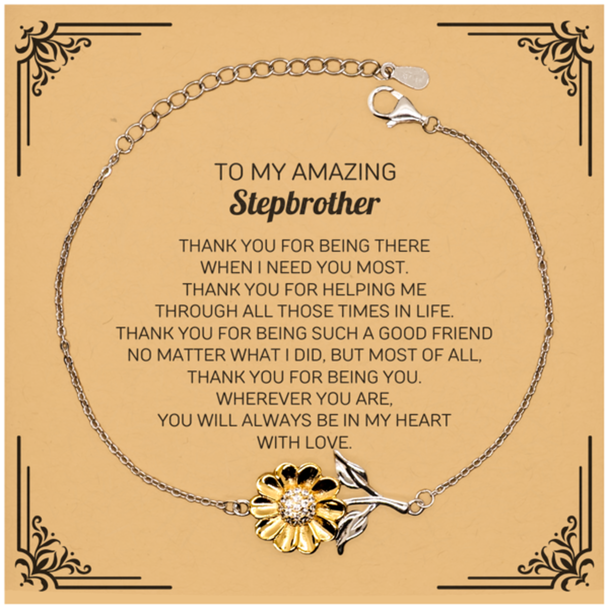 Stepbrother Sunflower Bracelet - Thank You for Being There | Unique Gift