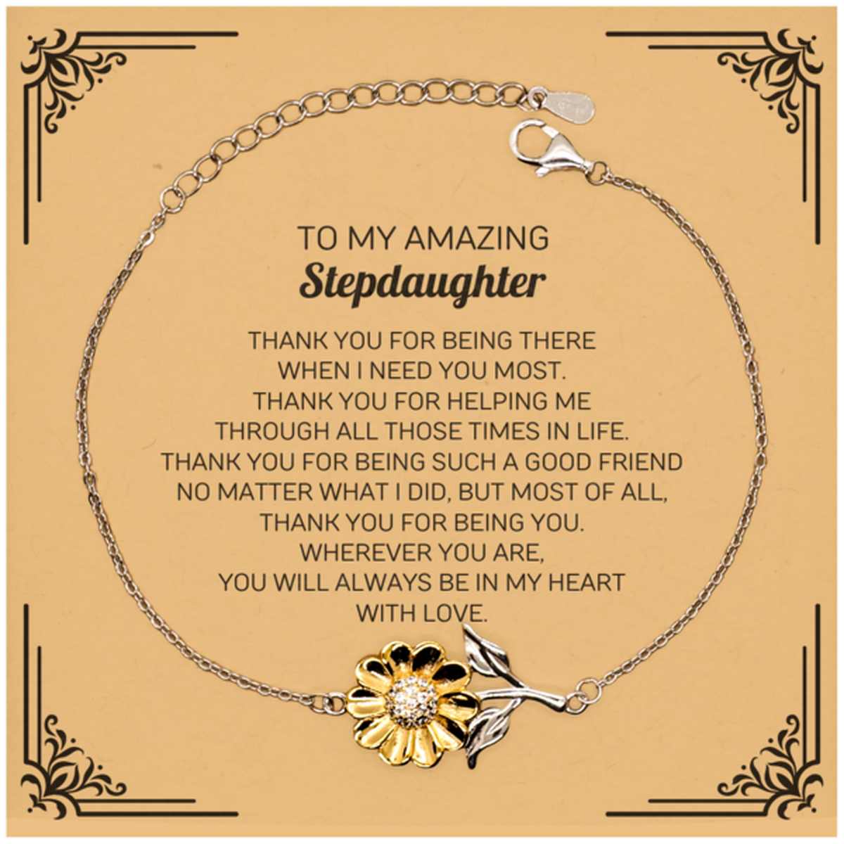 Stepdaughter Sunflower Bracelet - Thank You for Being There | Birthday & Christmas Gift
