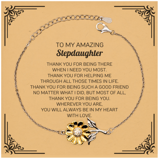 Stepdaughter Sunflower Bracelet - Thank You for Being There | Birthday & Christmas Gift