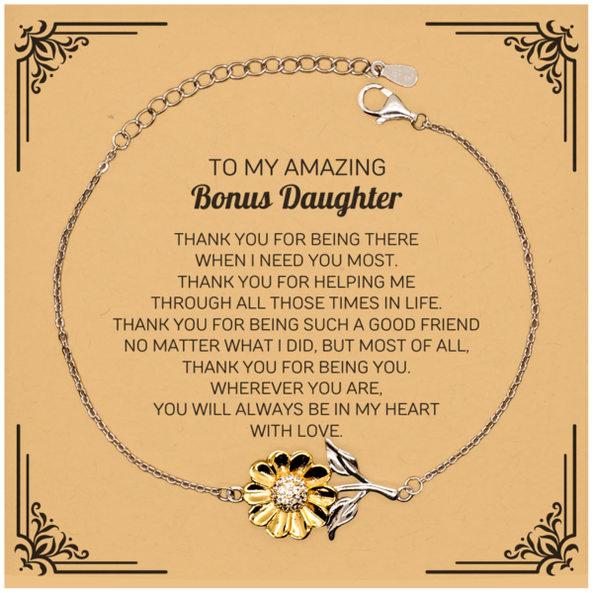 Bonus Daughter Sunflower Bracelet - Thank You for Being There | Meaningful Gift