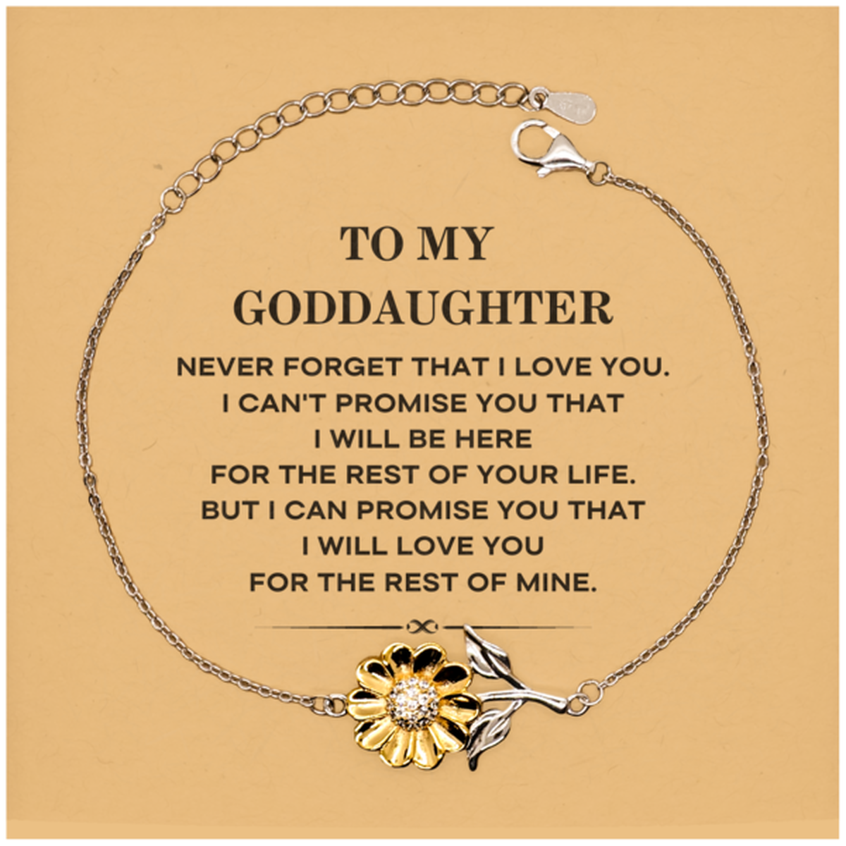 To My Goddaughter Gifts, I will love you for the rest of mine, Love Goddaughter Bracelet, Birthday Christmas Unique Sunflower Bracelet For Goddaughter