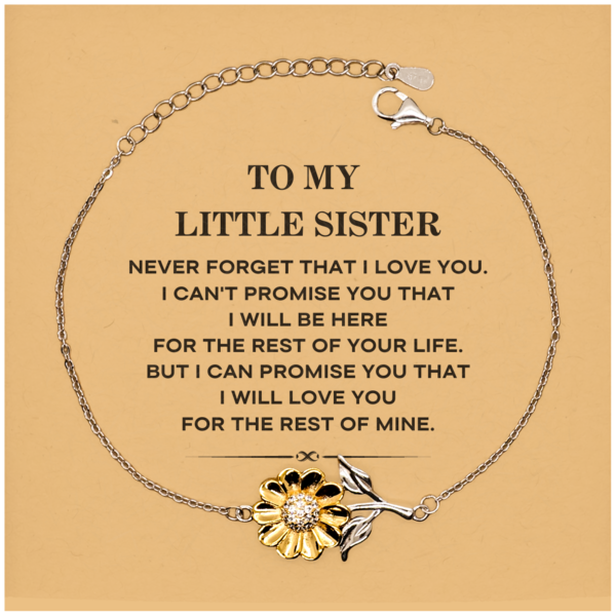 Little Sister Sunflower Bracelet - I Will Love You For The Rest Of Mine | Birthday & Christmas Gift