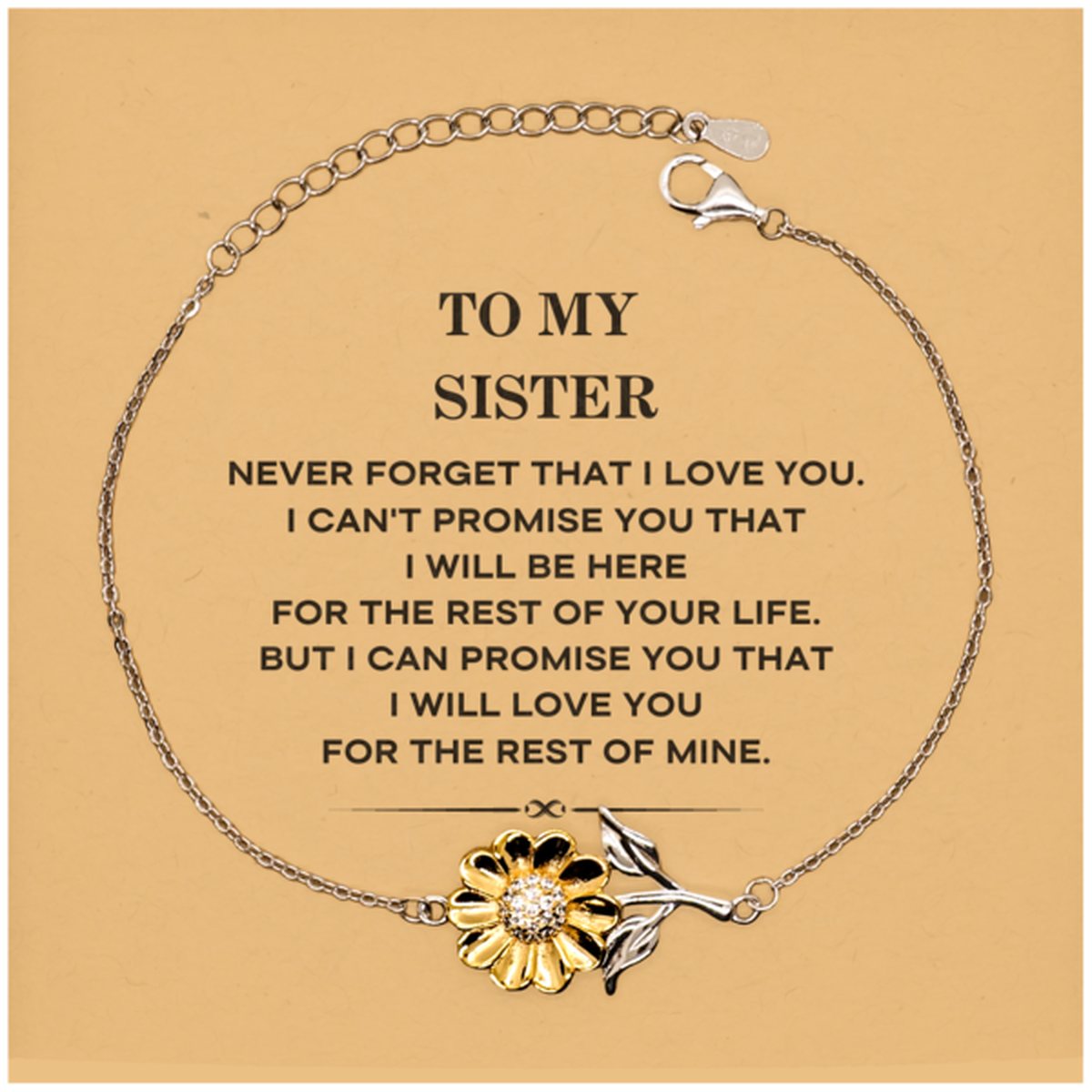 Sister Sunflower Bracelet - I Will Love You for the Rest of Mine | Birthday Gift