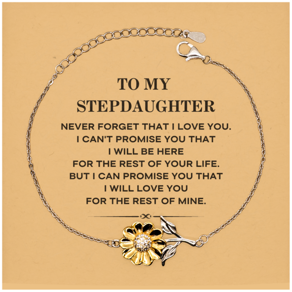 Stepdaughter Sunflower Bracelet - I Will Love You for the Rest of Mine | Birthday and Christmas Gift