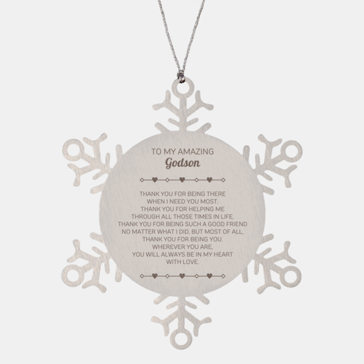 Godson Snowflake Ornament - To My Amazing Godson | Christmas Gift