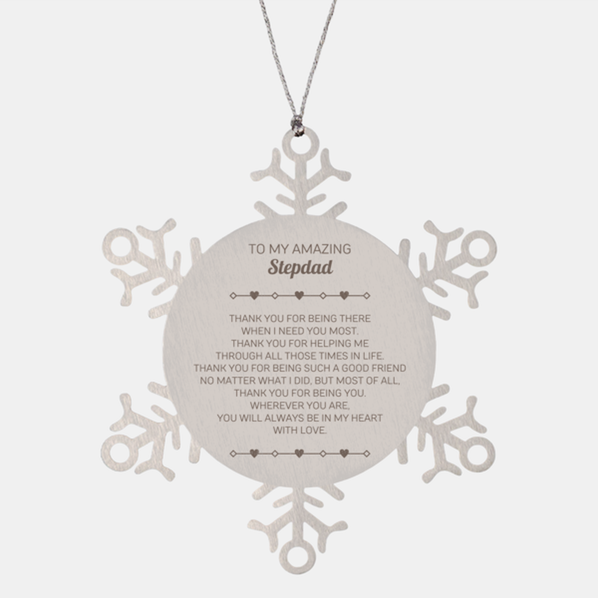 Stepdad Snowflake Ornament - Thank You for Being There | Christmas Gift