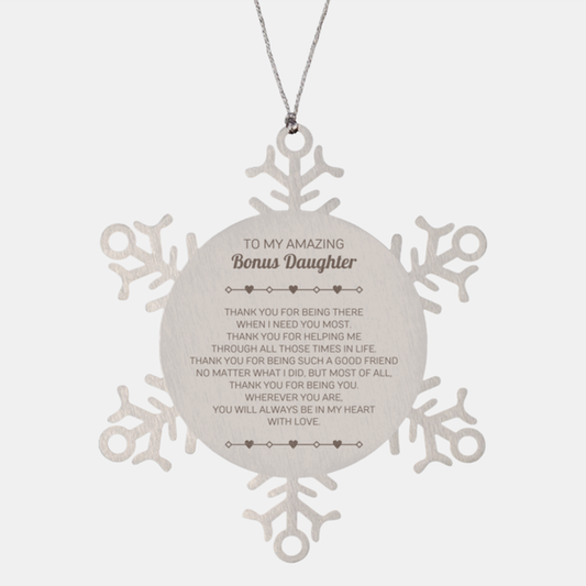 Bonus Daughter Snowflake Ornament - Thank You for Being There | Christmas Gift