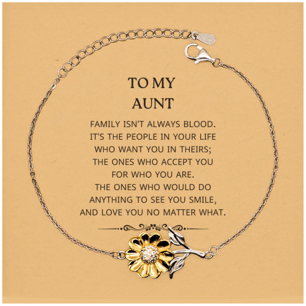 Aunt Sunflower Bracelet - Family Isn't Always Blood | Birthday Christmas Gift