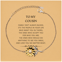 Load image into Gallery viewer, Cousin Sunflower Bracelet - Family Isn&#39;t Always Blood | Birthday Gift

