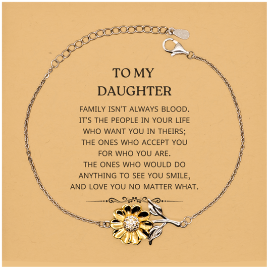 Daughter Sunflower Bracelet - Family Isn't Always Blood | Birthday Gift