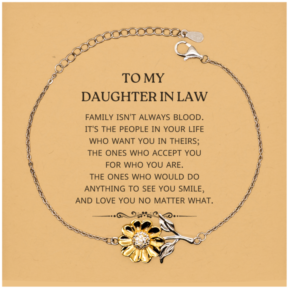 Daughter In Law Sunflower Bracelet - Family Isn't Always Blood | Meaningful Gift