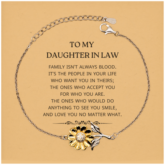 Daughter In Law Sunflower Bracelet - Family Isn't Always Blood | Meaningful Gift