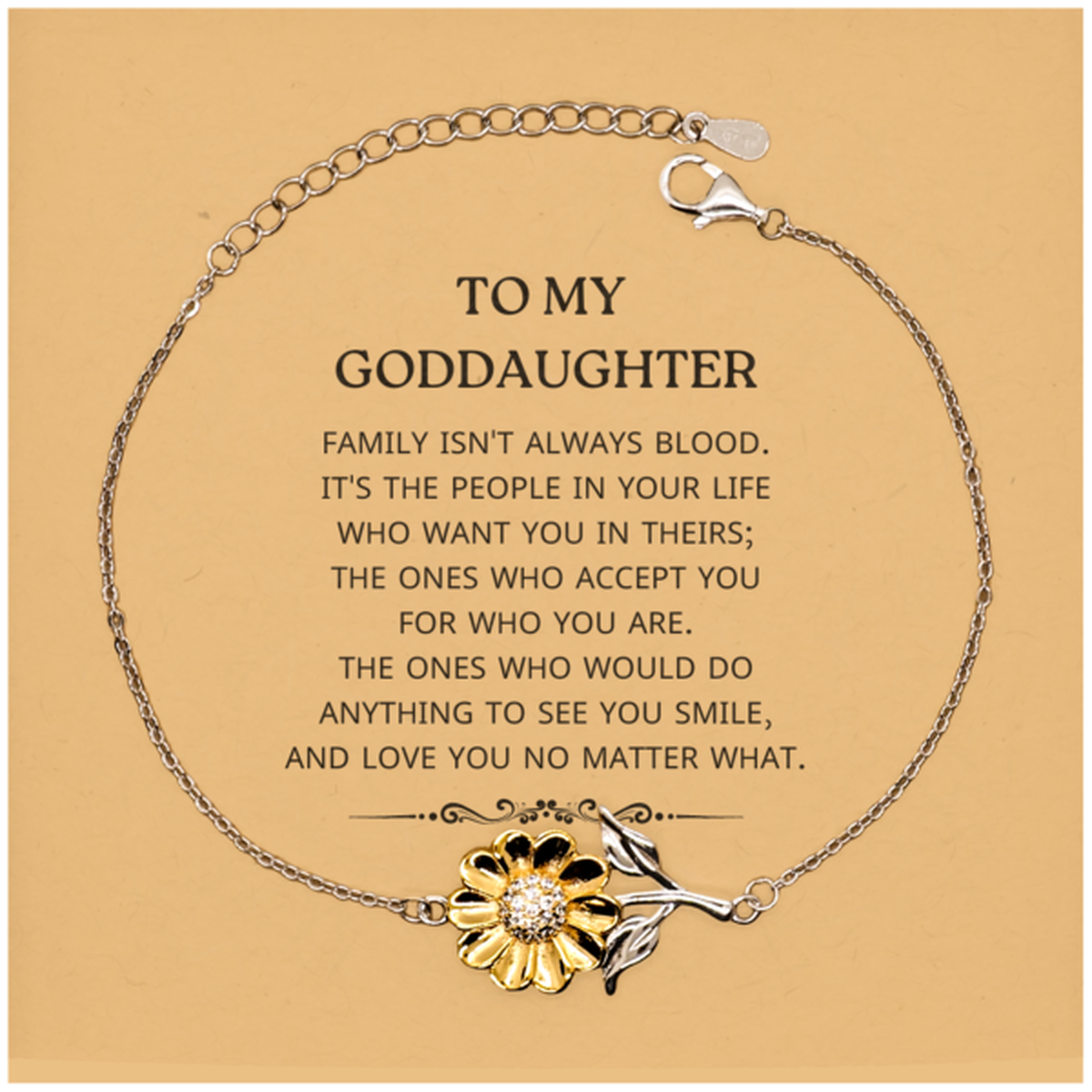 Goddaughter Sunflower Bracelet - Family Isn't Always Blood | Birthday & Christmas Gift