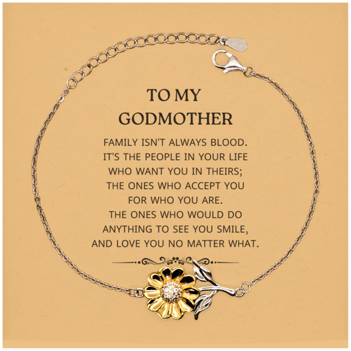 Godmother Sunflower Bracelet - Family Isn't Always Blood | Birthday and Christmas Gift