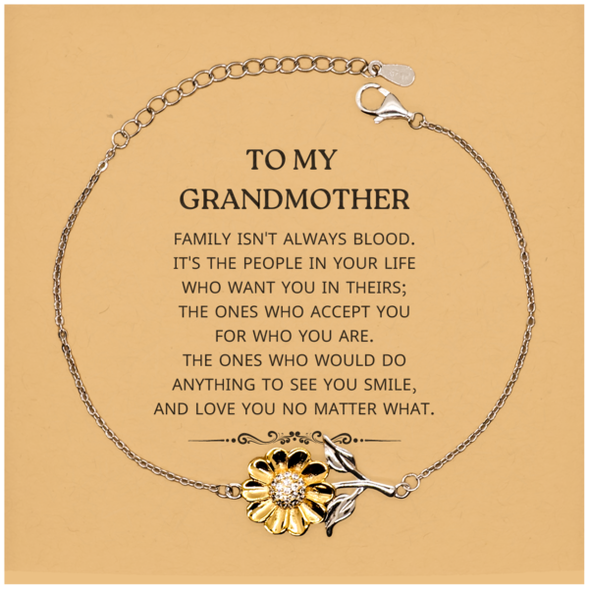 Grandmother Sunflower Bracelet - Family Isn't Always Blood | Thoughtful Gift