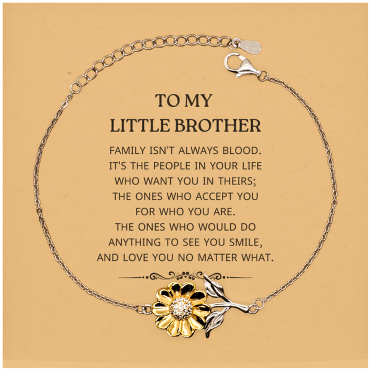 Little Brother Sunflower Bracelet - Family Isn't Always Blood | Birthday Gift