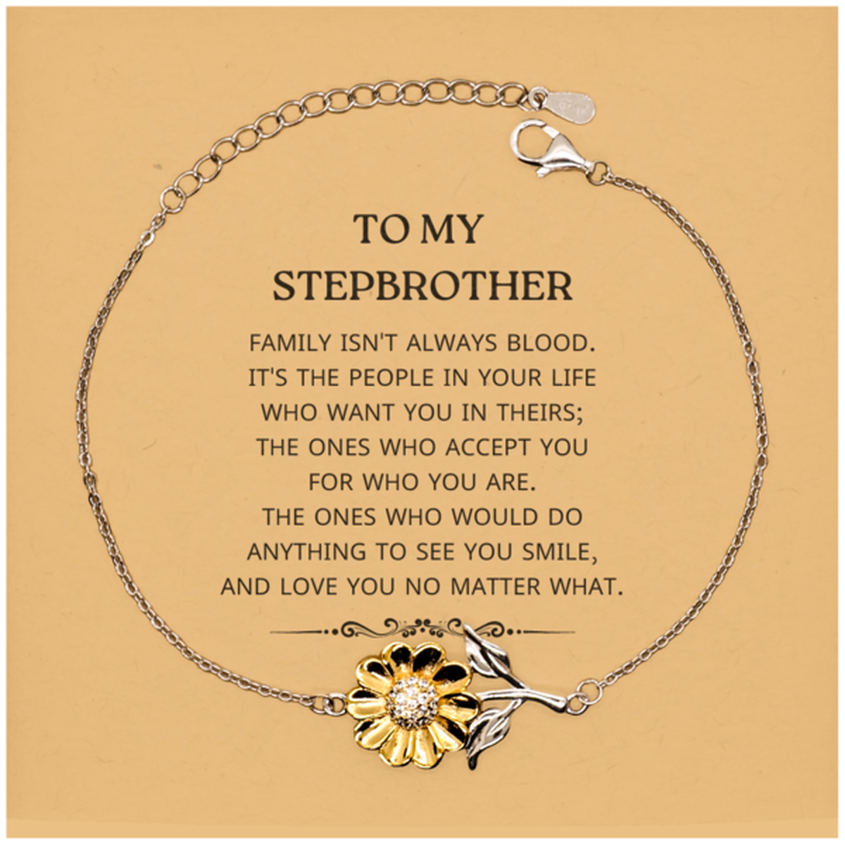 To My Stepbrother Gifts, Family isn't always blood, Stepbrother Sunflower Bracelet, Birthday Christmas Unique Present For Stepbrother
