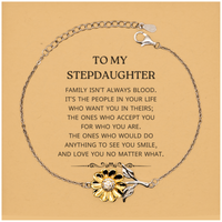 Load image into Gallery viewer, Stepdaughter Sunflower Bracelet - Family Isn&#39;t Always Blood | Unique Gift for Any Occasion
