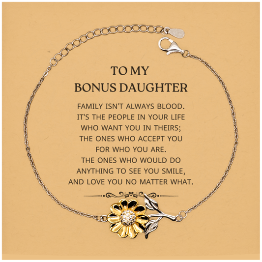 Bonus Daughter Sunflower Bracelet - Family Isn't Always Blood | Unique Gift for Any Occasion