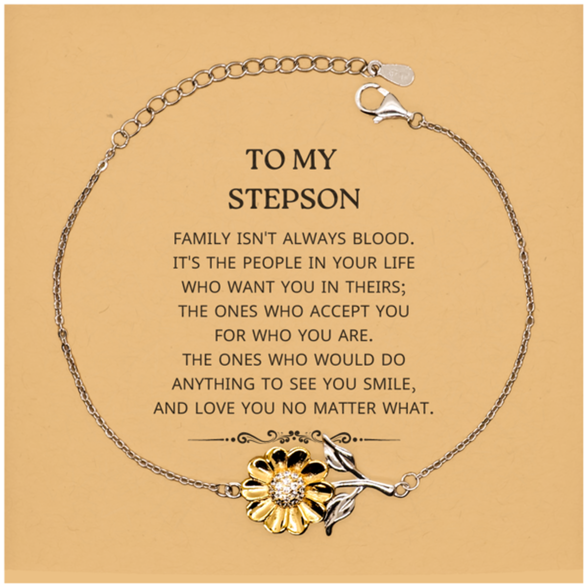 Stepson Sunflower Bracelet - Family Isn't Always Blood | Meaningful Gift