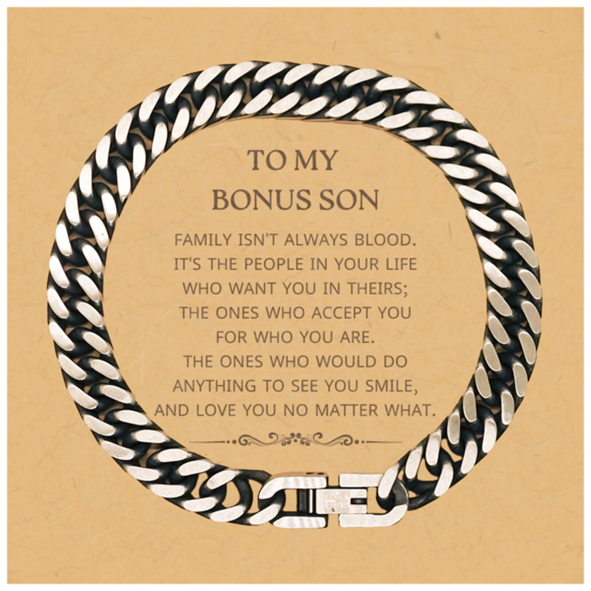 Bonus Son Cuban Link Chain Bracelet - To My Bonus Son | Birthday & Christmas Gift