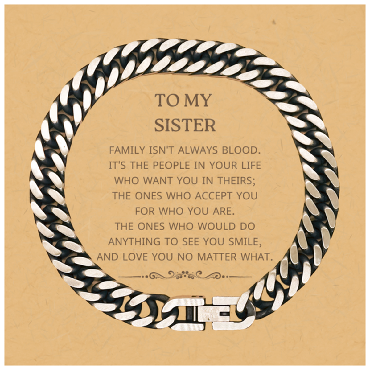 Sister Cuban Link Chain Bracelet - To My Sister | Birthday and Christmas Gift