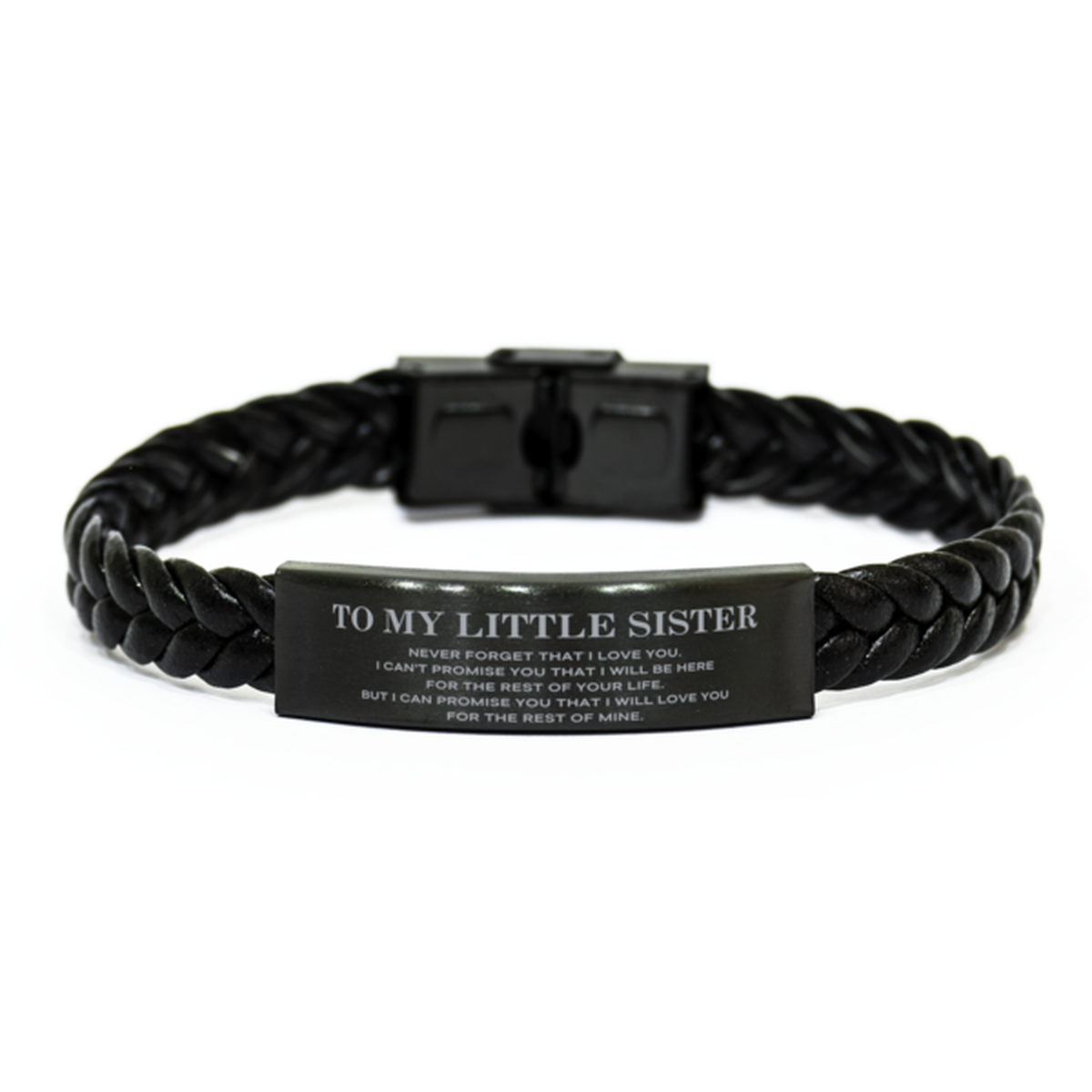 Little Sister Braided Leather Bracelet - I Will Love You for the Rest of Mine | Birthday and Christmas Gift