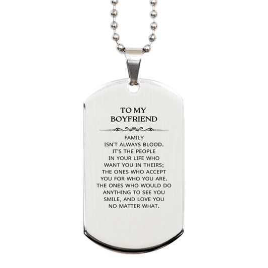 Boyfriend Silver Dog Tag Necklace - To My Boyfriend | Unique Gift for Him