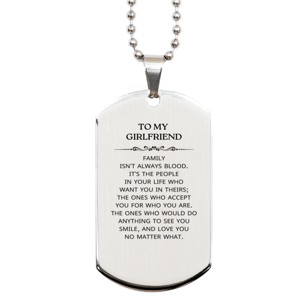 Girlfriend Silver Dog Tag Necklace - To My Girlfriend Design | Birthday Gift