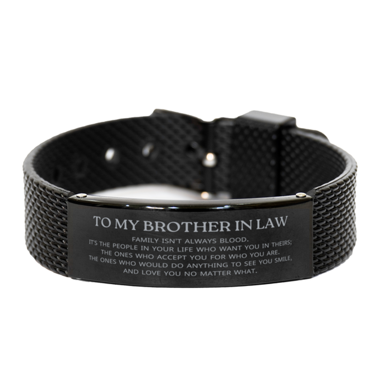 To My Brother In Law Gifts, Family isn't always blood, Brother In Law Black Shark Mesh Bracelet, Birthday Christmas Unique Present For Brother In Law