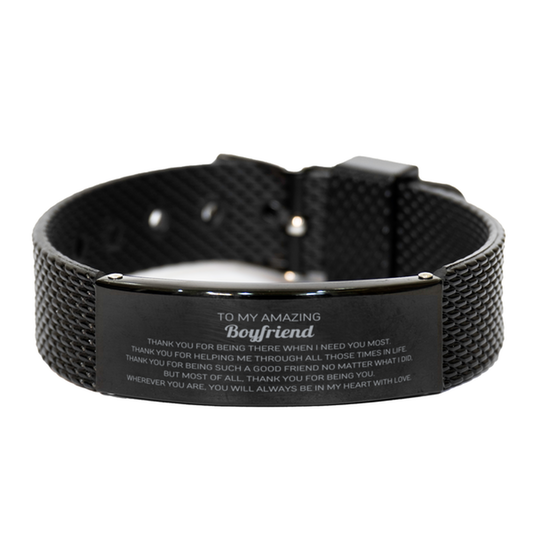 Boyfriend Black Shark Mesh Bracelet - To My Amazing Boyfriend | Birthday & Christmas Gift