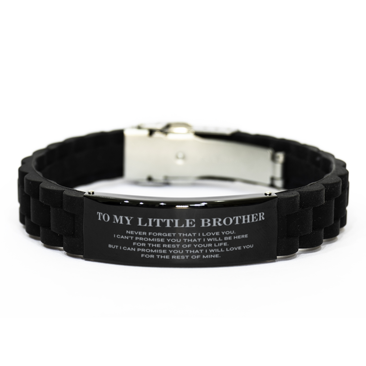 To My Little Brother Gifts, I will love you for the rest of mine, Love Little Brother Bracelet, Birthday Christmas Unique Black Glidelock Clasp Bracelet For Little Brother