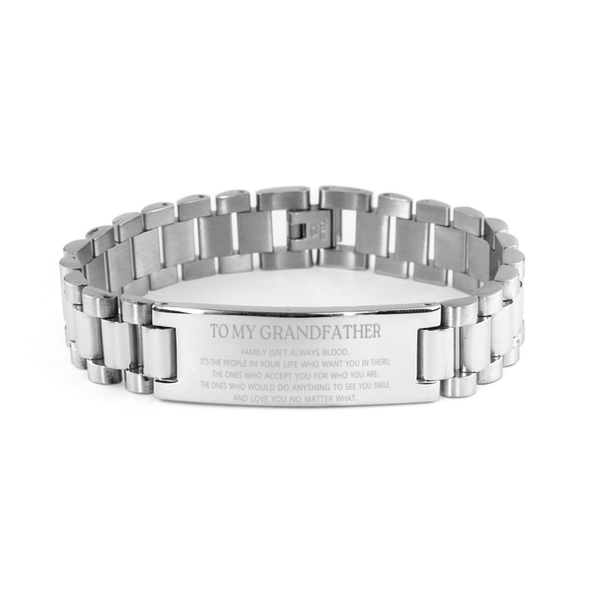 To My Grandfather Gifts, Family isn't always blood, Grandfather Ladder Stainless Steel Bracelet, Birthday Christmas Unique Present For Grandfather