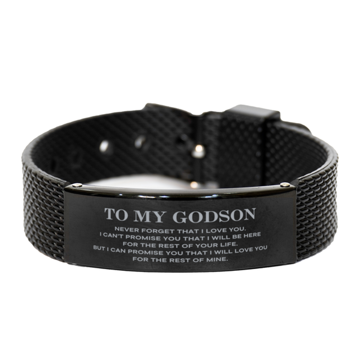 Godson Black Shark Mesh Bracelet - I Will Love You for the Rest of Mine | Birthday & Christmas Gift