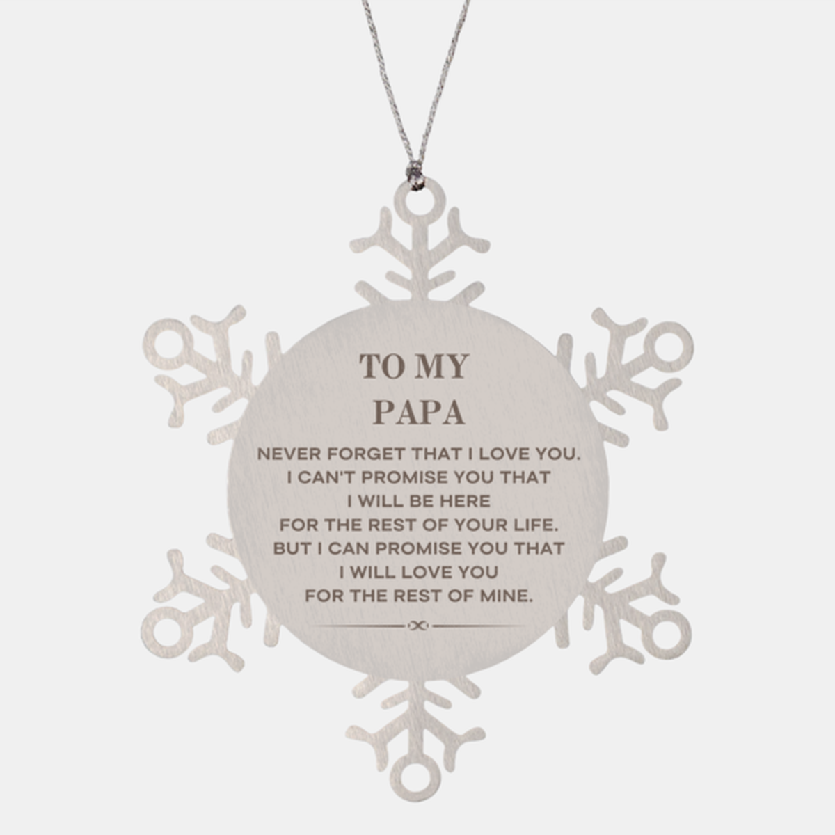 To My Papa Gifts, I will love you for the rest of mine, Love Papa Ornament, Birthday Christmas Unique Snowflake Ornament For Papa