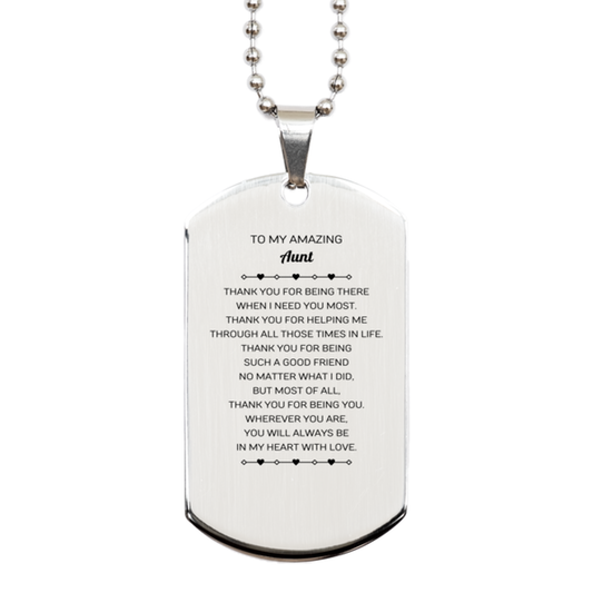 Aunt Silver Dog Tag Necklace - Thank You for Being There | Birthday & Christmas Gift