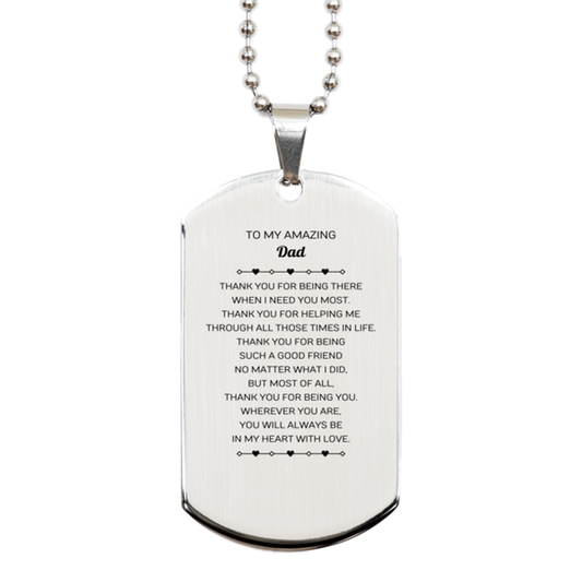Dad Silver Dog Tag Necklace - To My Amazing Dad Design | Unique Father's Day Gift