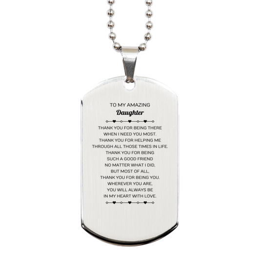 Daughter Silver Dog Tag Necklace - Thank You for Being There | Birthday Gift