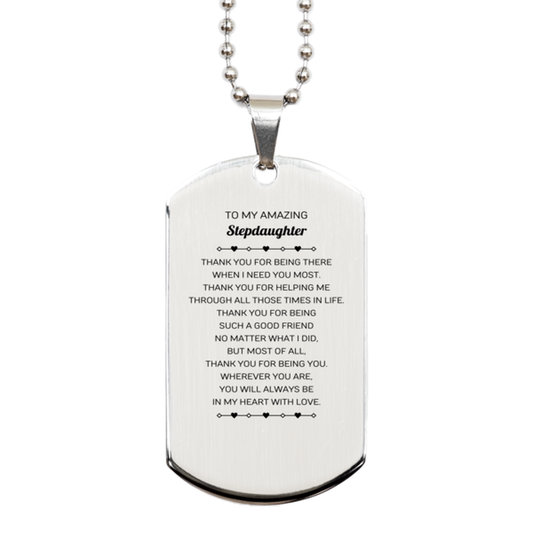 Stepdaughter Silver Dog Tag Necklace - To My Amazing Stepdaughter | Birthday & Christmas Gift