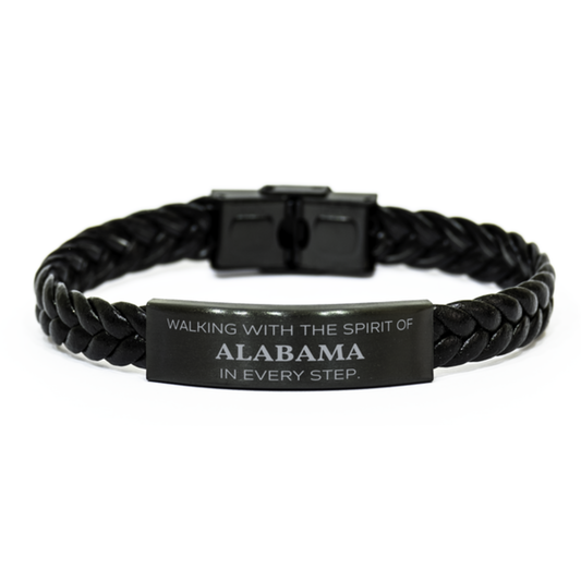 Alabama People Braided Leather Bracelet - Walking with the Spirit of Alabama | Birthday and Christmas Gift
