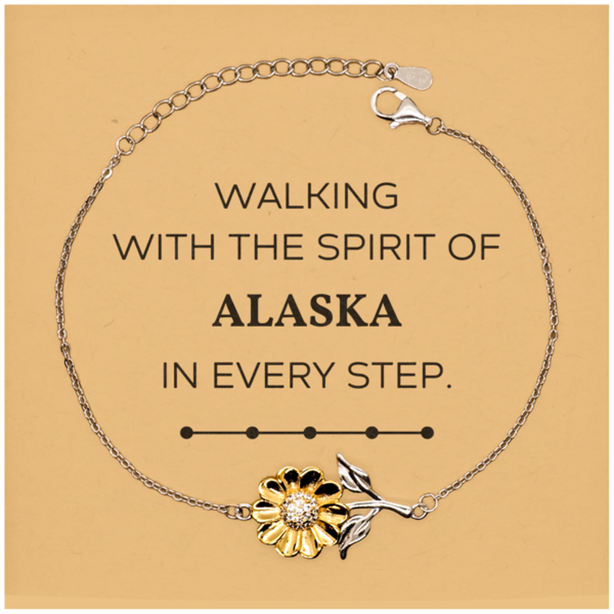 Alaska Gifts, Walking with the spirit, Love Alaska Birthday Christmas Sunflower Bracelet For Alaska People, Men, Women, Friends