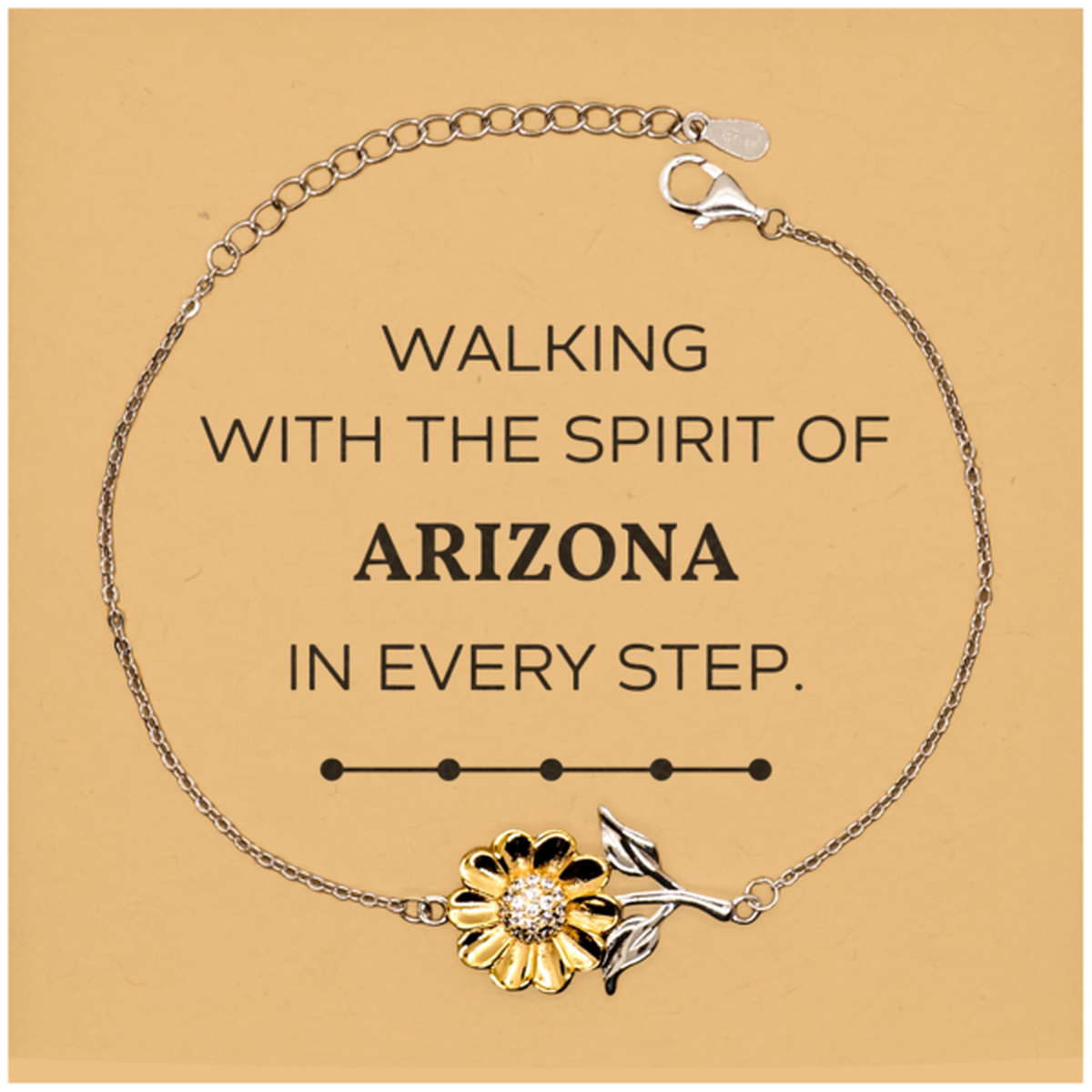 Arizona Gifts, Walking with the spirit, Love Arizona Birthday Christmas Sunflower Bracelet For Arizona People, Men, Women, Friends