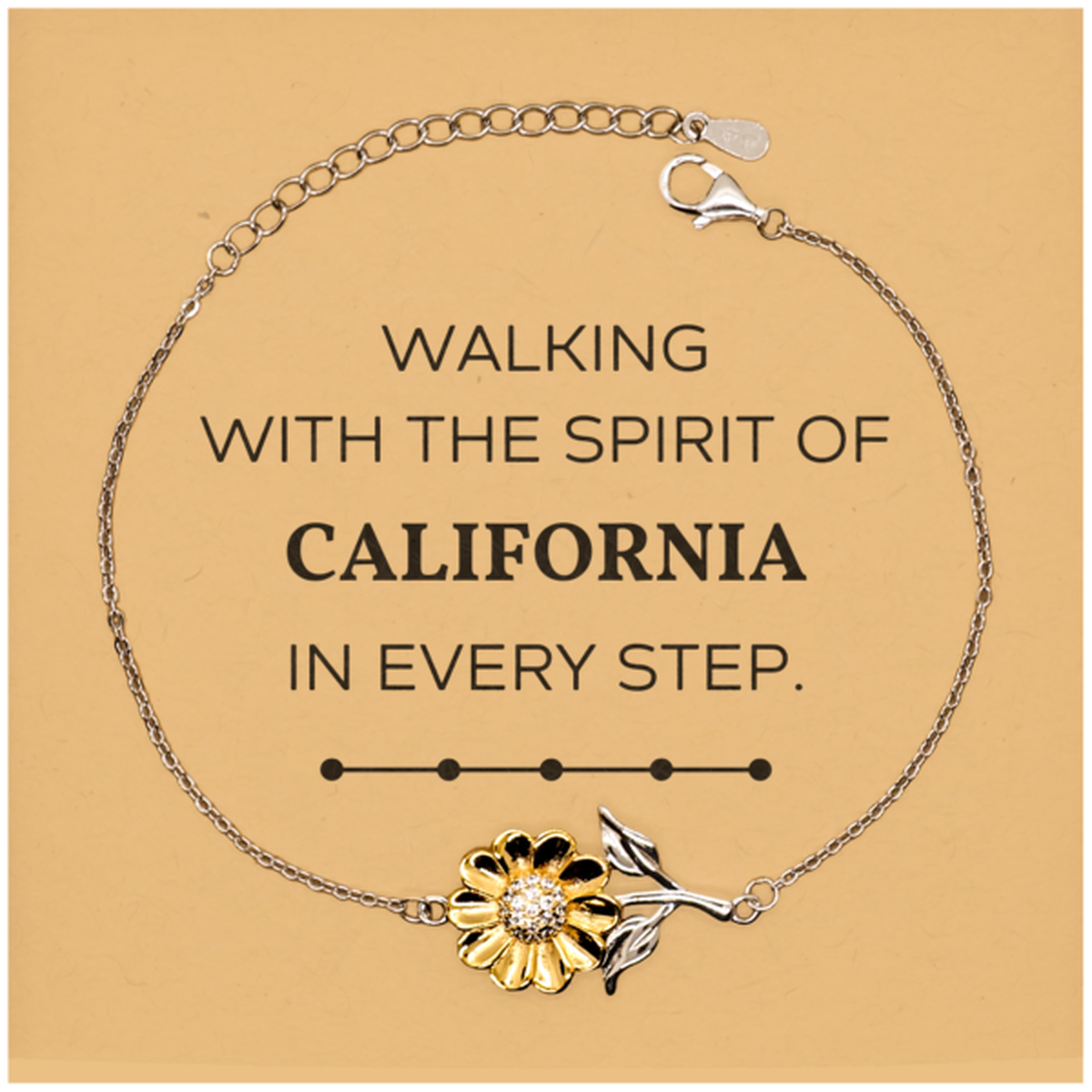 California Gifts, Walking with the spirit, Love California Birthday Christmas Sunflower Bracelet For California People, Men, Women, Friends