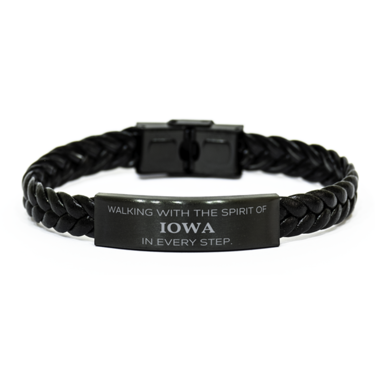 Iowa People Braided Leather Bracelet - 'Walking with the Spirit of Iowa' | Gift for All Occasions