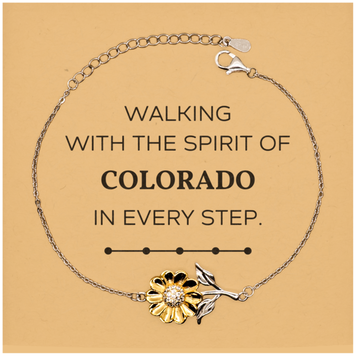 Colorado Gifts, Walking with the spirit, Love Colorado Birthday Christmas Sunflower Bracelet For Colorado People, Men, Women, Friends