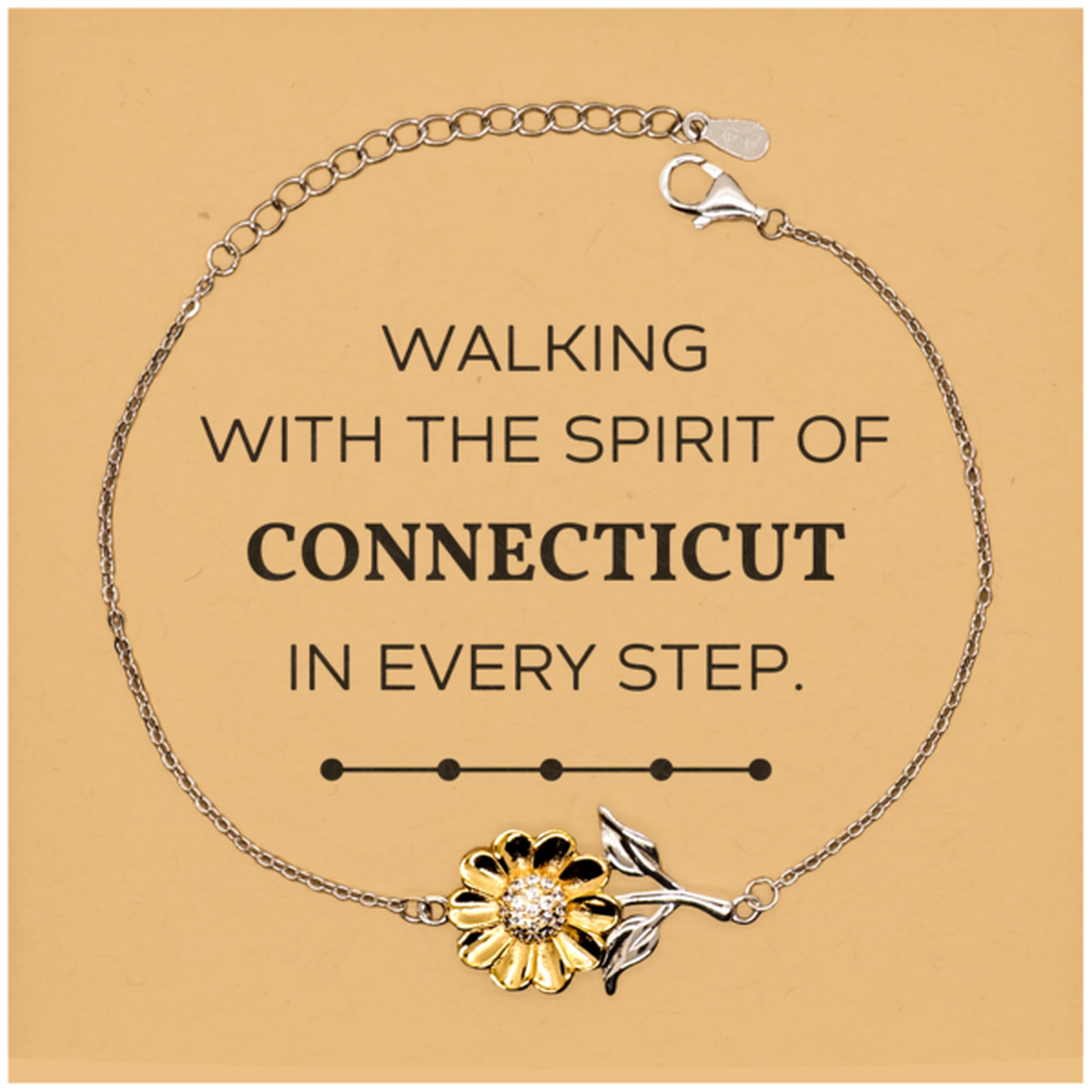 Connecticut Gifts, Walking with the spirit, Love Connecticut Birthday Christmas Sunflower Bracelet For Connecticut People, Men, Women, Friends