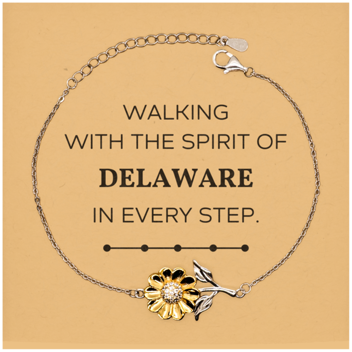 Delaware Gifts, Walking with the spirit, Love Delaware Birthday Christmas Sunflower Bracelet For Delaware People, Men, Women, Friends
