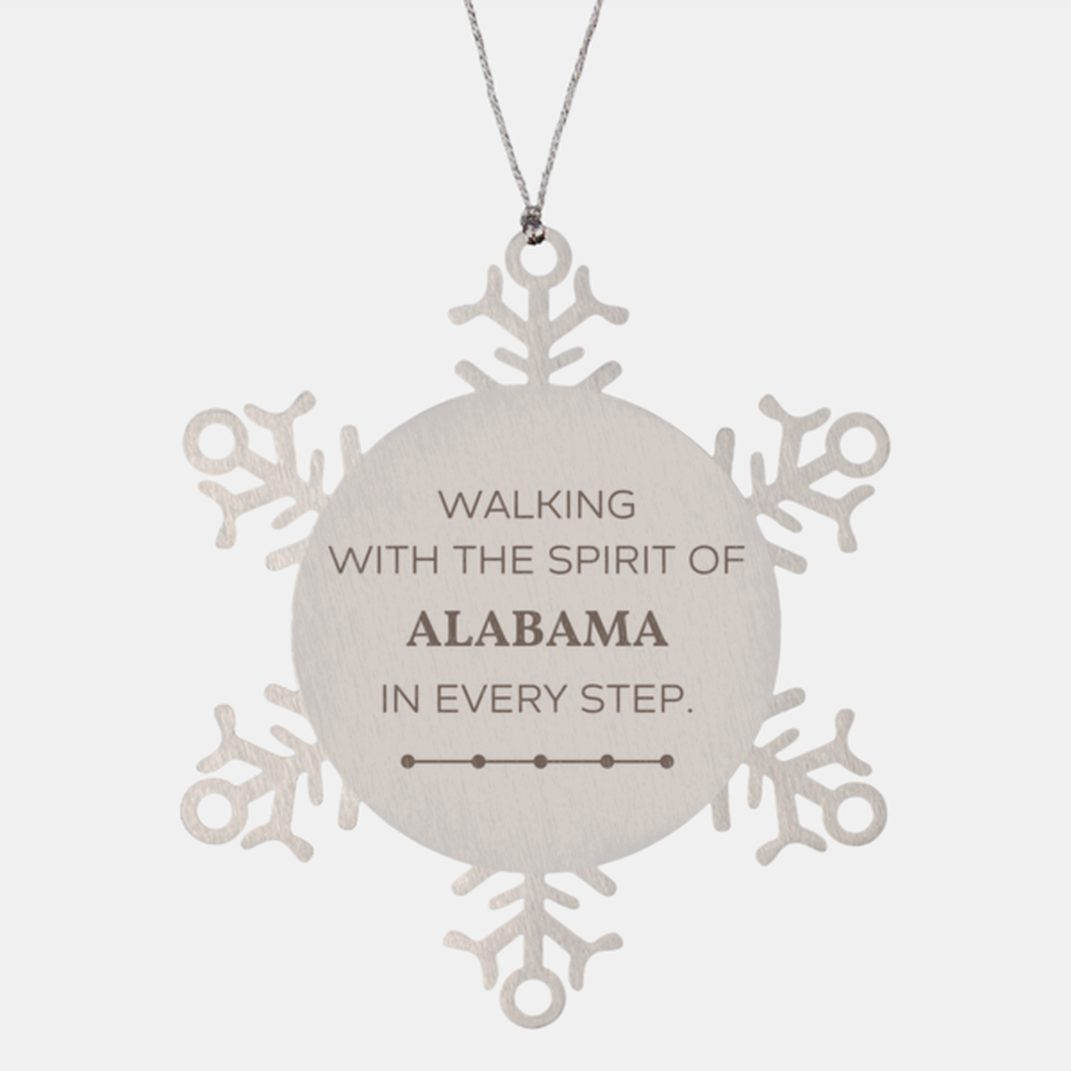 Alabama Gifts, Walking with the spirit, Love Alabama Birthday Christmas Snowflake Ornament For Alabama People, Men, Women, Friends