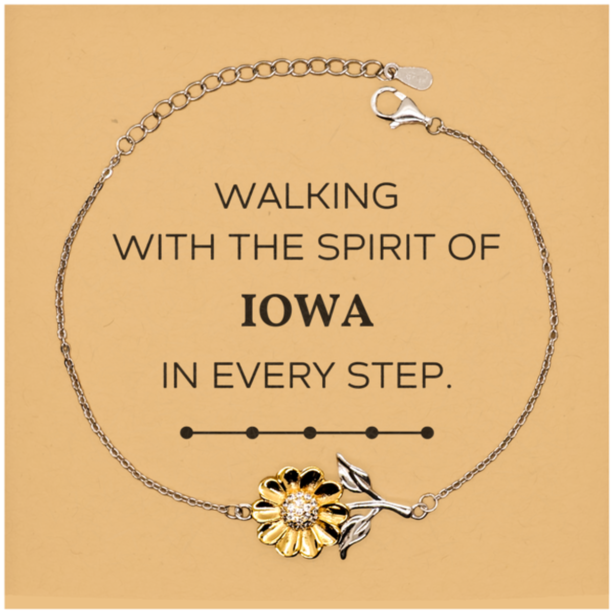 Iowa Gifts, Walking with the spirit, Love Iowa Birthday Christmas Sunflower Bracelet For Iowa People, Men, Women, Friends