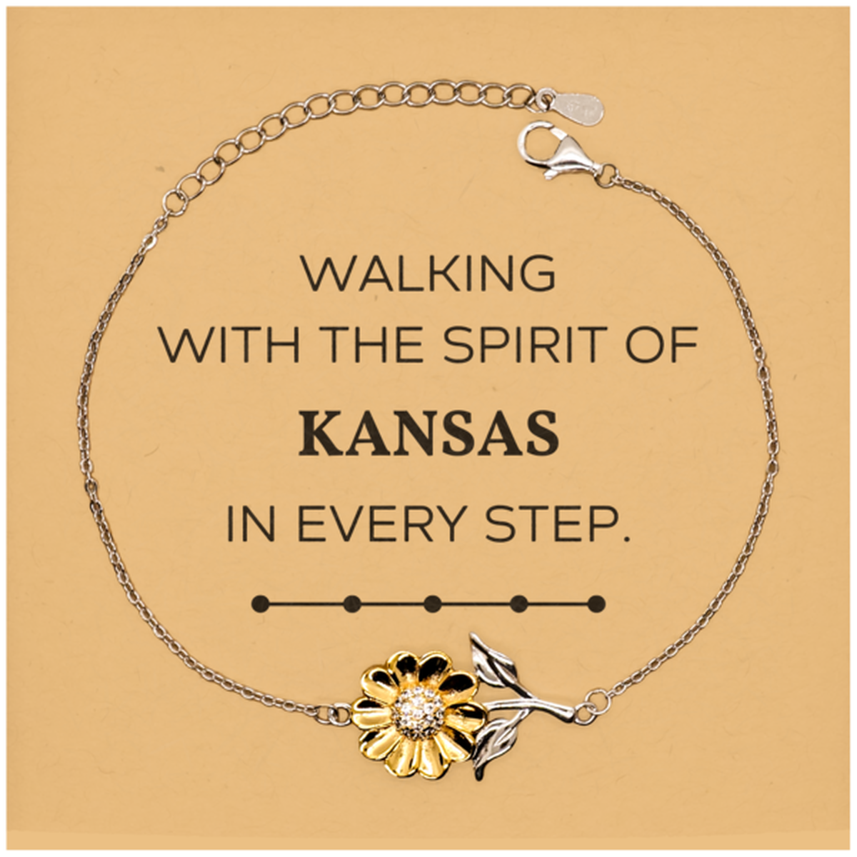Kansas Gifts, Walking with the spirit, Love Kansas Birthday Christmas Sunflower Bracelet For Kansas People, Men, Women, Friends